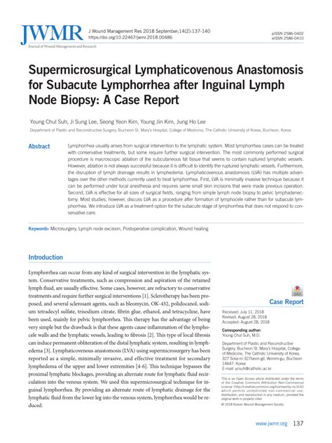 Pdf Supermicrosurgical Lymphaticovenous Anastomosis For Subacute