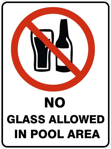 Safety Sign No Glass Allowed In Pool Area Ebay