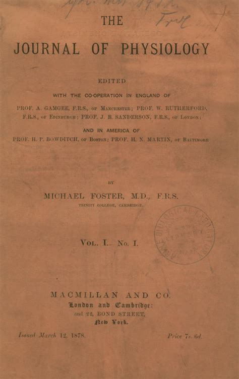 The Journal of Physiology: Vol 1, No 1