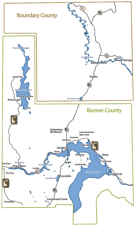 North Idaho Maps Bonner County And Boundary County Cities