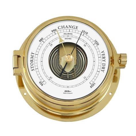 Set Tide Clockbarometer Brass ø 160 Mm 1605 Series Fischer