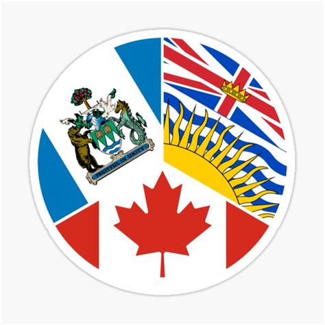 Proud British Columbia Canada Vinyl Die Cut Stickers Proud Canadian Bc Province Crest Colored