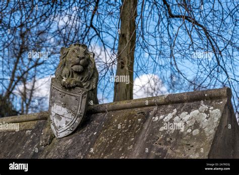 Animal Statue On The Walls Of Cardiff Castle In Wales Uk Stock Photo