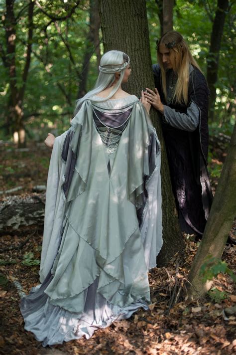 Silver Gray Elven Dress Romantic Fantasy Gown Fantasy Wedding Dress Fairy Wedding Dress Ren