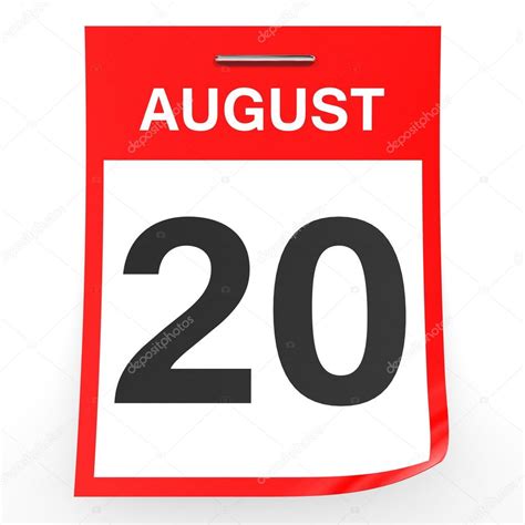 August 20 Calendar On White Background Stock Photo By ©icreative3d