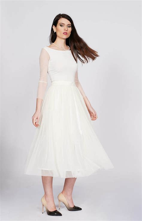 Wedding Skirt White Midi Skirt Formal Skirt Bridal Skirt Etsy