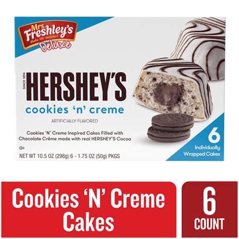 Mrs Freshleys Deluxe Hersheys Cookies N Creme Cakes 6 Count