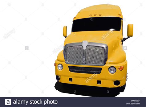 Big Yellow Semi Truck Isolated On A White Background Stock Photo Alamy