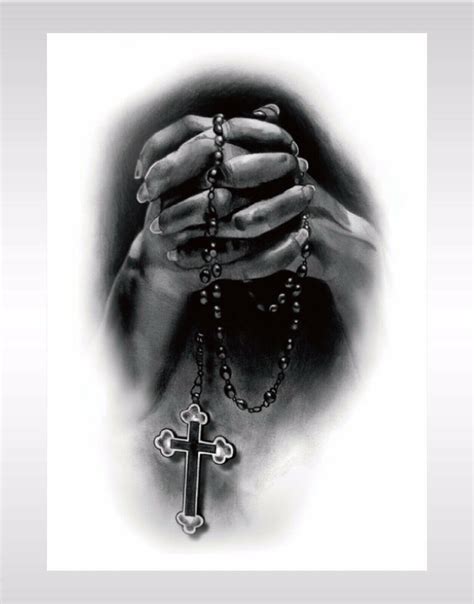 Wristband Tattoo Prayer Hand Cross Rosary Large 825 Temporary Tattoo
