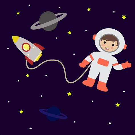 Astronaut In Space Cartoon Illustration Vector 2516856 Vector Art At