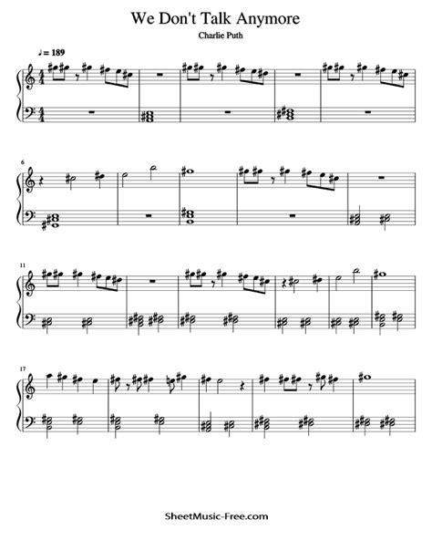 Download We Dont Talk Anymore Sheet Music Charlie Puth Download