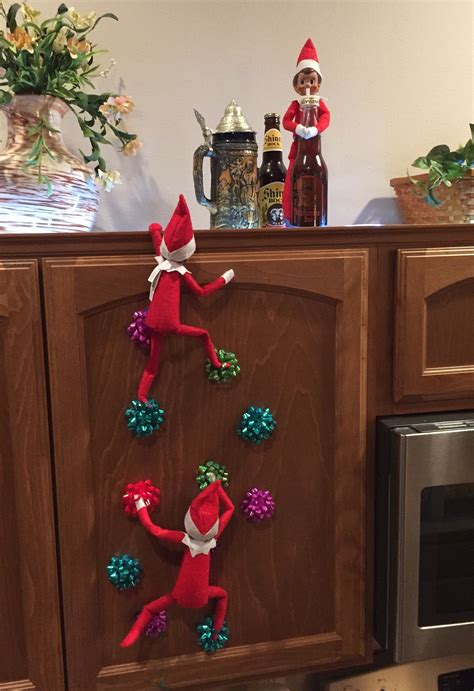 Oh Oh Elves Climbing The Wall And Getting Into The Beer Christmas Elf Christmas Decorations