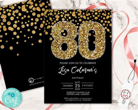 80th Birthday Invite Templates Free
