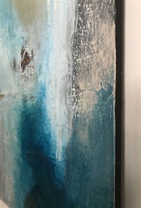 Abstract Turquoise With Gold Leaf Faded Beauty Painting By Henrieta