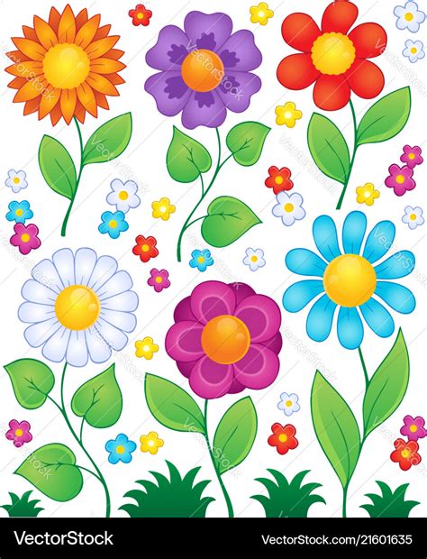 Cartoon Flowers Collection 3 Royalty Free Vector Image