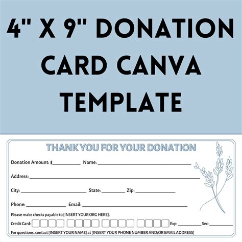 Donation Card Canva Template Editable Printable Donation - Etsy
