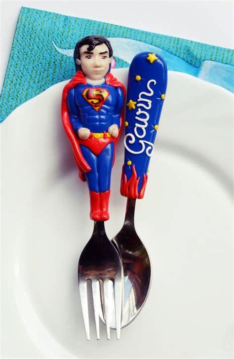 Unique baby boy gifts etsy. Superman Gift Custom Cutlery Set Baby Boy Name Spoon Blue ...