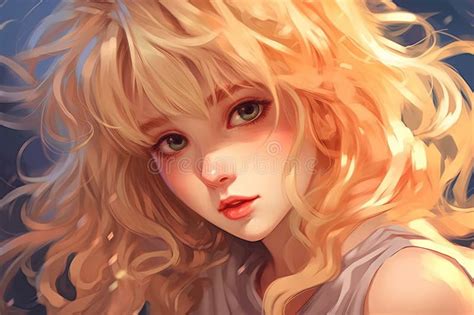 Beautiful Anime Girl Portrait Looking At You Illustration Generative Ai Stock Illustration