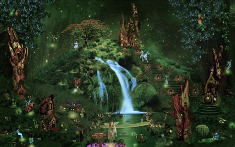 Fantasy Castle City Forest Waterfall Fairy Elf Magical