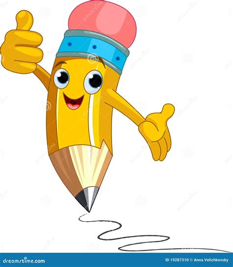 Pencil Character Giving Thumbs Up Stock Photo Image 19287310