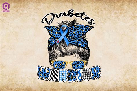 Diabetes Warrior Messy Bun Blue Leopard Graphic By Quoteer · Creative