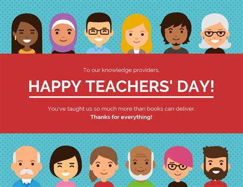 Illustrative Happy Teachers Day Card Venngage