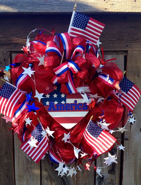 Flag Day Wreath Red White And Blue Diy Wreath 4th Of July