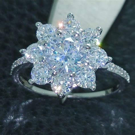 Starburst floral diamond halo engagement ring. Victoria Wieck Flower Style 10KT White Gold Filled ...