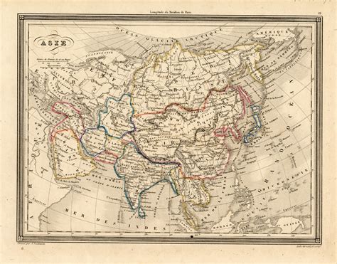 Antique Map Of Asia By Vuillemin 1846