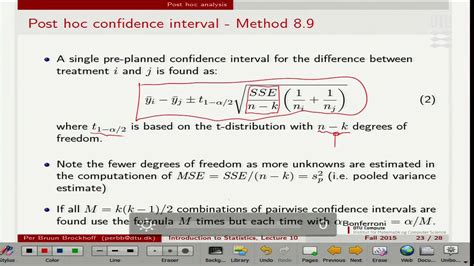 Lec F Oneway Anova Post Hoc Comparison Confidence