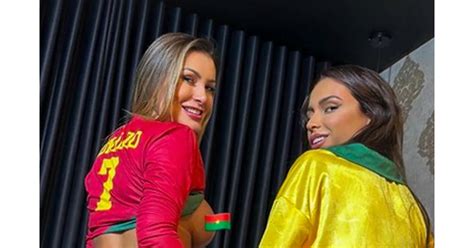 andressa urach e fernanda campos usaram camisas do brasil e portugal para vídeo erótico purebreak