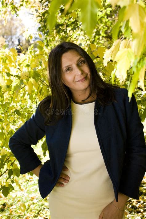 Mature Brunette Woman In Park Stock Image Image Of Park Field 31774987