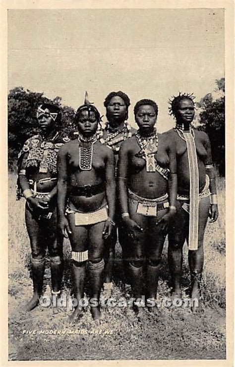 Five Modern Maids Are We African Nude Unused Topics Risque Women Other Postcard
