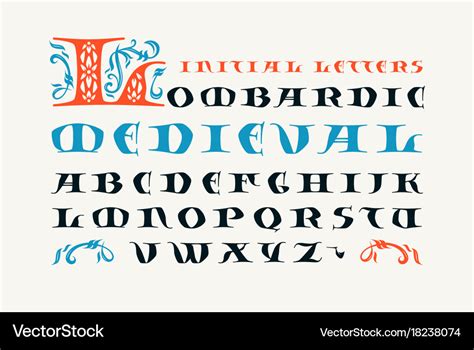 Lombardic Medieval Capital Font Royalty Free Vector Image