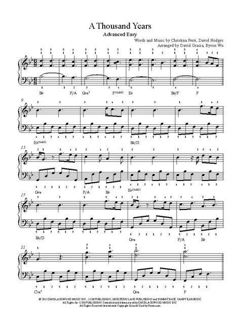 A Thousand Years Chords | Clarinet sheet music, Sheet music, Piano ...