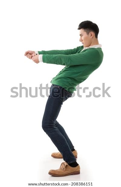 Asian Young Man Posing Tug War Stock Photo 208386151 Shutterstock