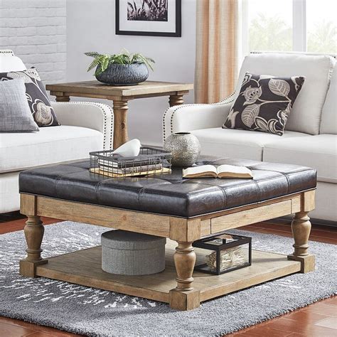 Homevance Tufted Storage Coffee Table Brown