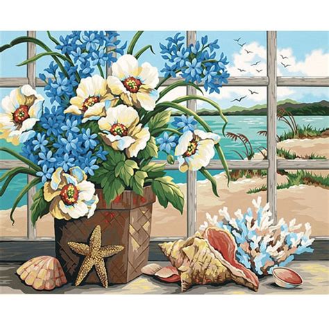 Paint By Number Large Seaside Still Life Kit Free Shipping On