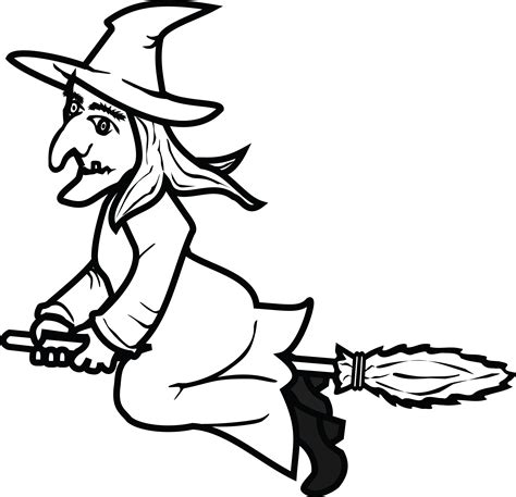 Witch On Broom Drawing Free Download On Clipartmag
