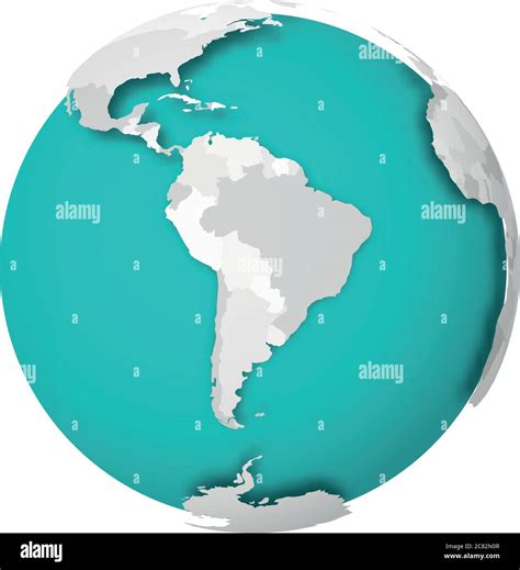 3d Earth Globe With Blank Political Map Dropping Shadow On Blue