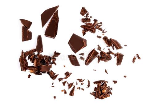 Trozos De Chocolate Y Afeitados Aislados En Fondo Blanco Trozos De