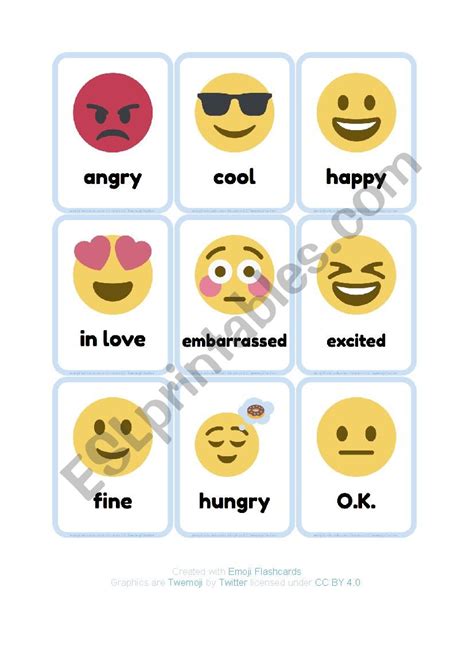 Free Printable Emoji Feelings Flashcards Flashcards Off