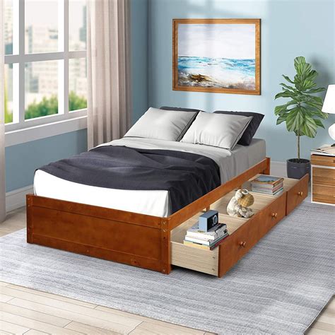 Solid Wood Platform Storage Bed Twin Size Daybed With 3 Etsy