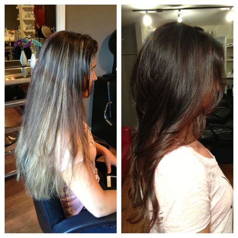 Amaretto hair gloss is ideal for someone who wants to go back to a more natural look after having an ombre or balayage technique done. Gorgeous before and after hair transformation.. Gorgeous ...