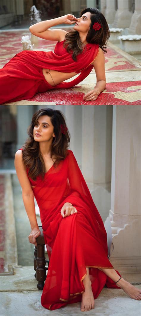 Hot Taapsee Pannu Raises The Temperature In A Red Saree Netizens Can