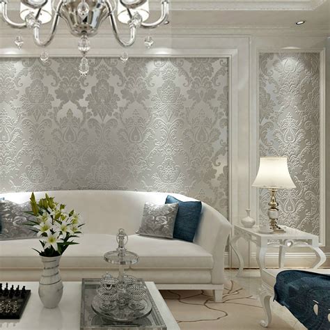 10m 3d European Style Wall Paper Luxury Designed Damask Embossed