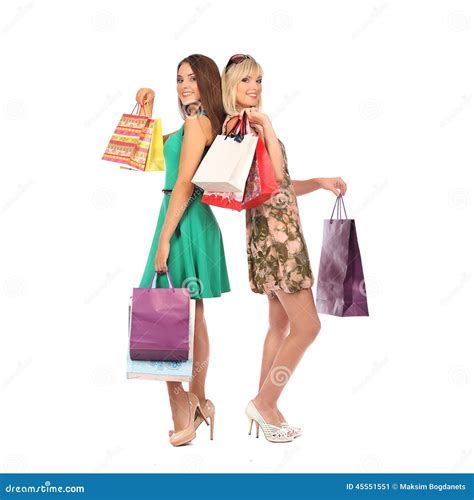 Shopping And Tourism Concept Beautiful Girls With Bags Stock Image