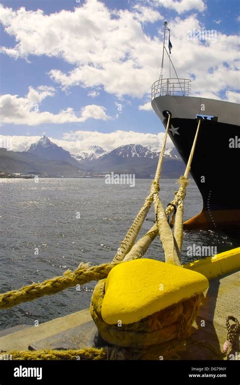 Cruise Ship Tied To Bollard In Ushuaia Tierra Del Fuego Argentina