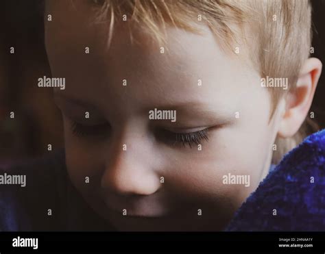 Long Eyelashes Of Little Boy Close Up Stock Photo Alamy