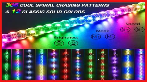 Nilight 2pcs 3ft Spiral Rgb Led Whip Light With Spring Base Chasing